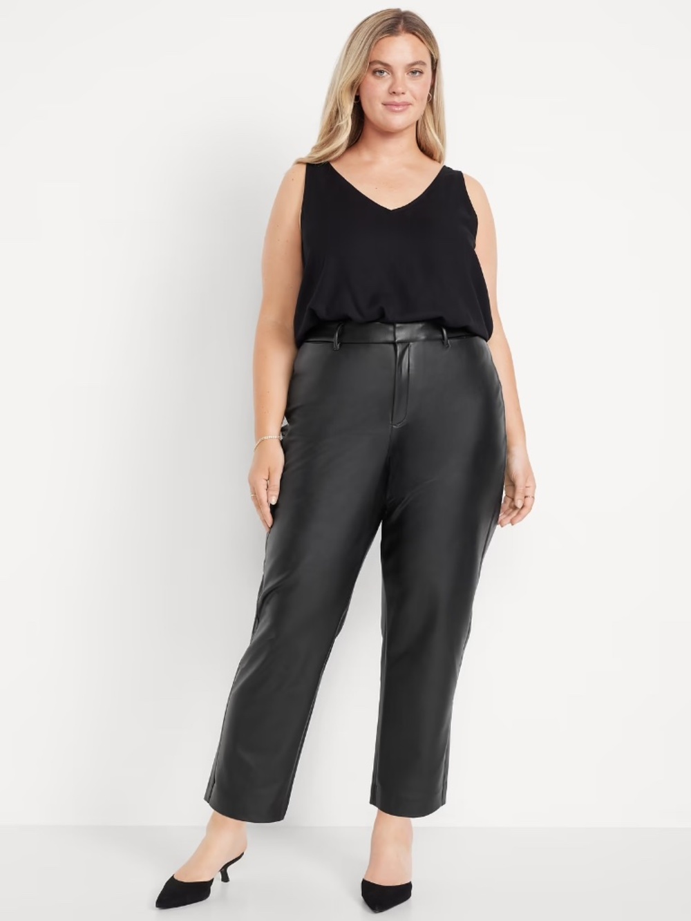 NWT High Waisted Faux Leather Pants Straight Leg